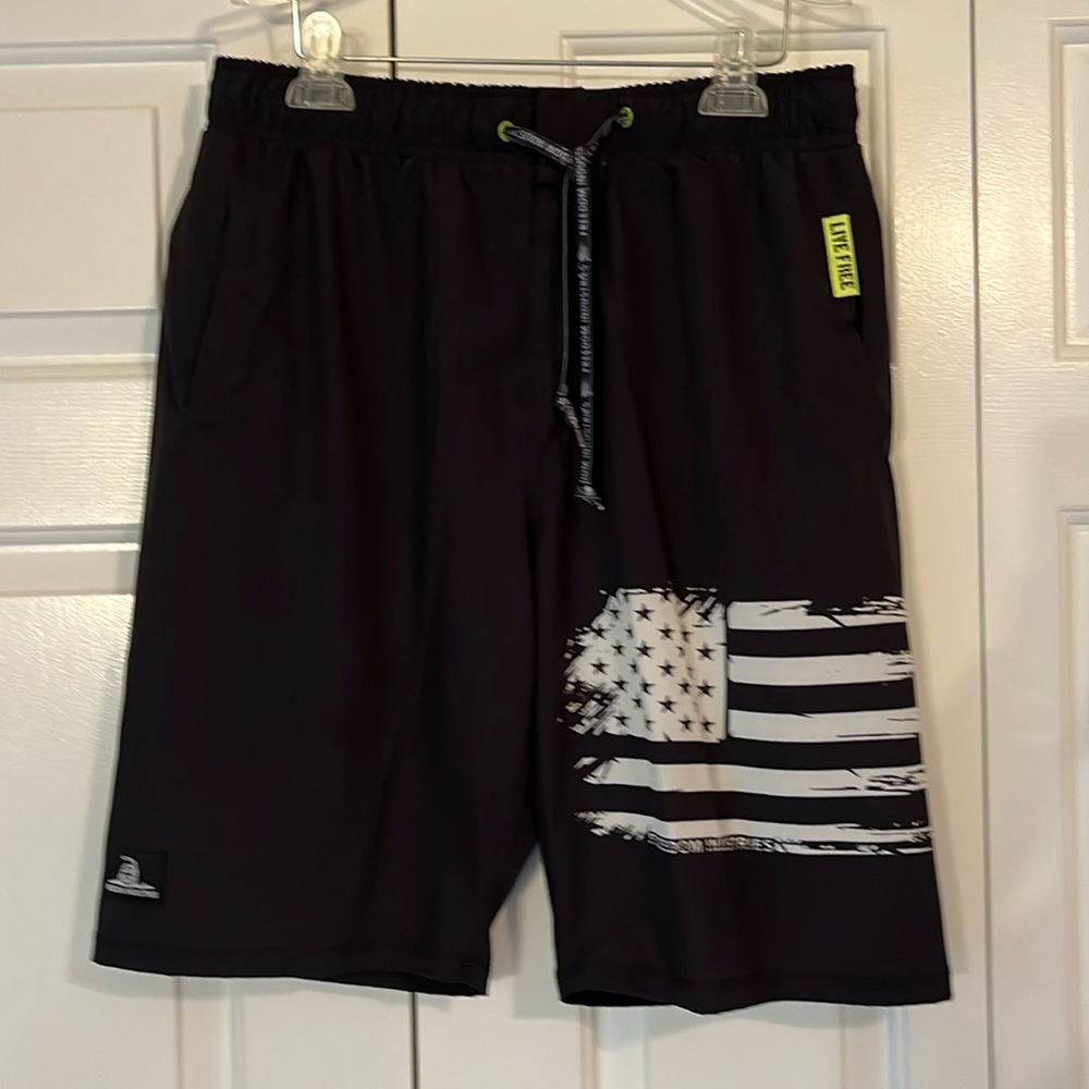 Freedom Industries Live Free patriotic swim trunks